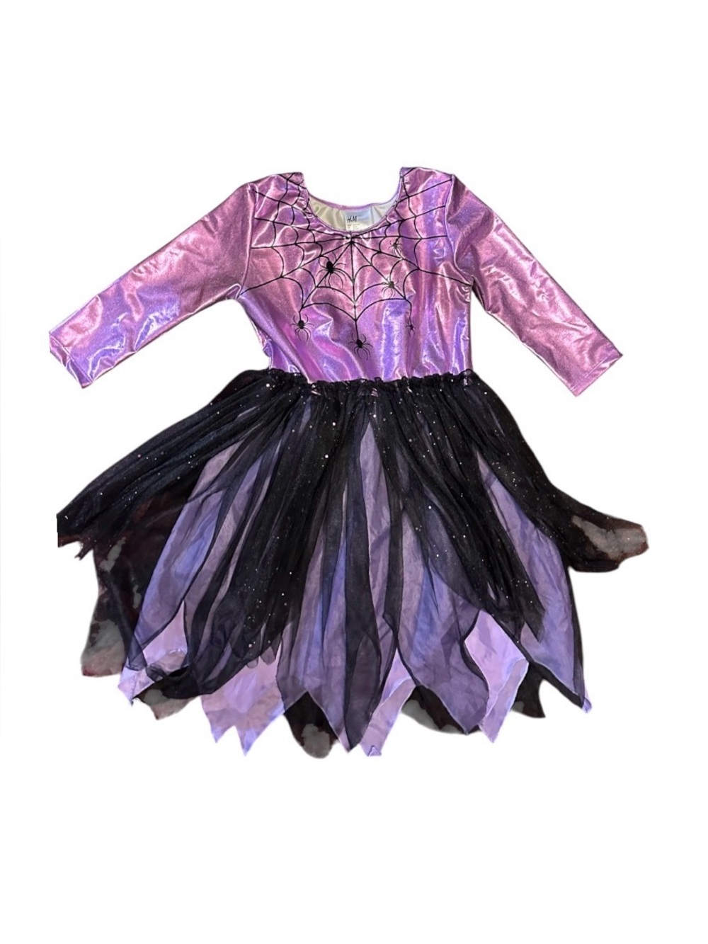 H&M Metallic Purple and Black Spiderweb Halloween Dress